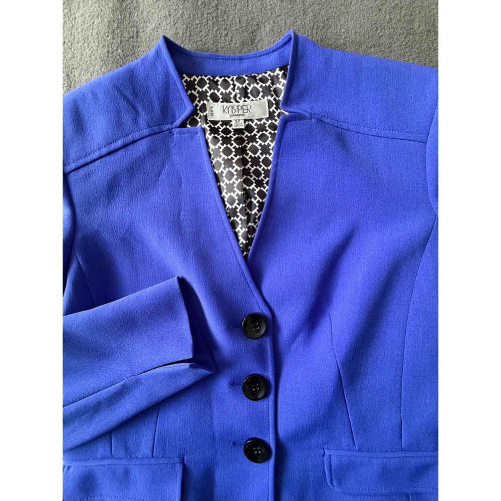 NWT- Kasper Separates Womens Royal Blue 3-Button Petite Blazer Jacket Size 6P